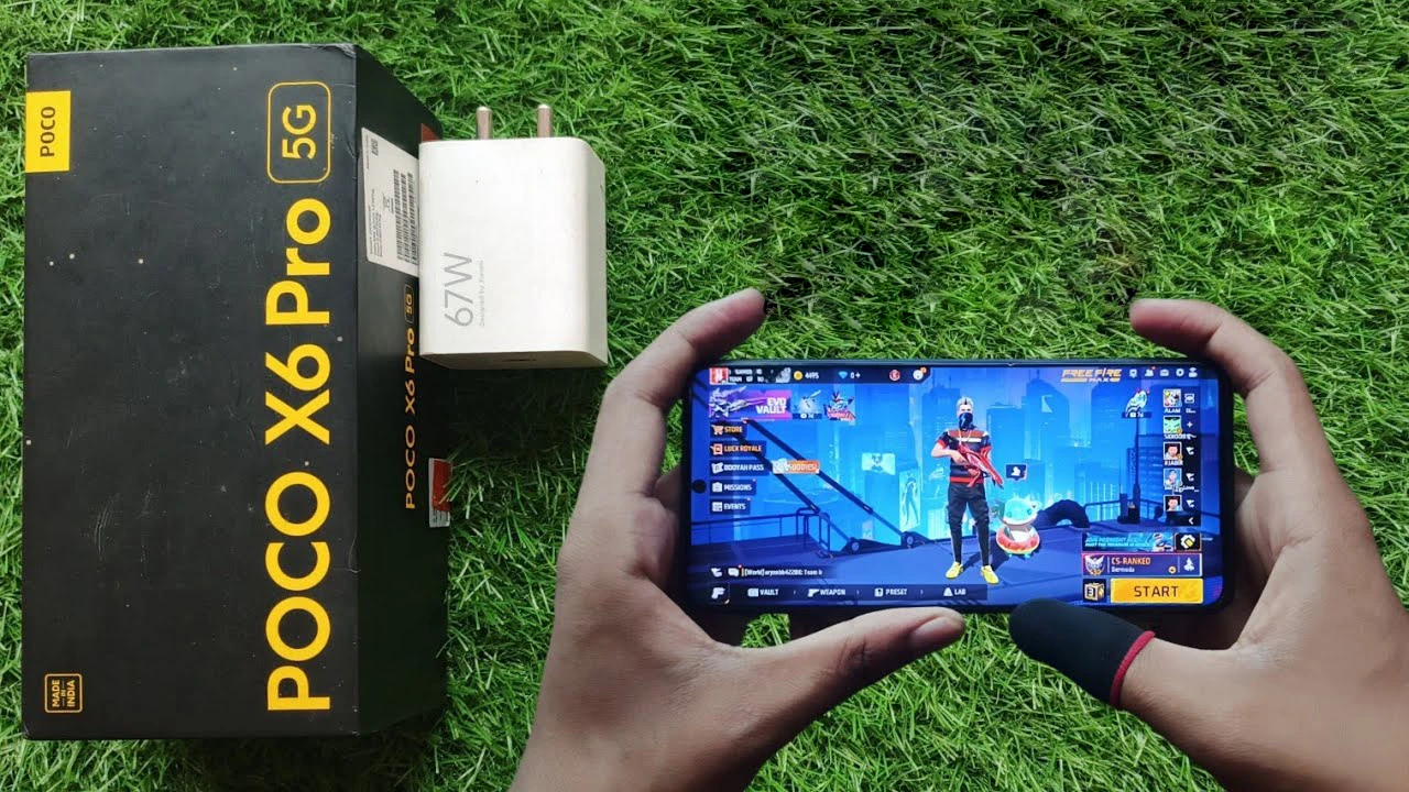 POCO X6 Pro with 1.5K CrystalRes Flow AMOLED screen, 5000mAh battery, 64MP AI-powered triple camera system, and flagship-level performance in a slim IP54-rated body with vegan leather finish