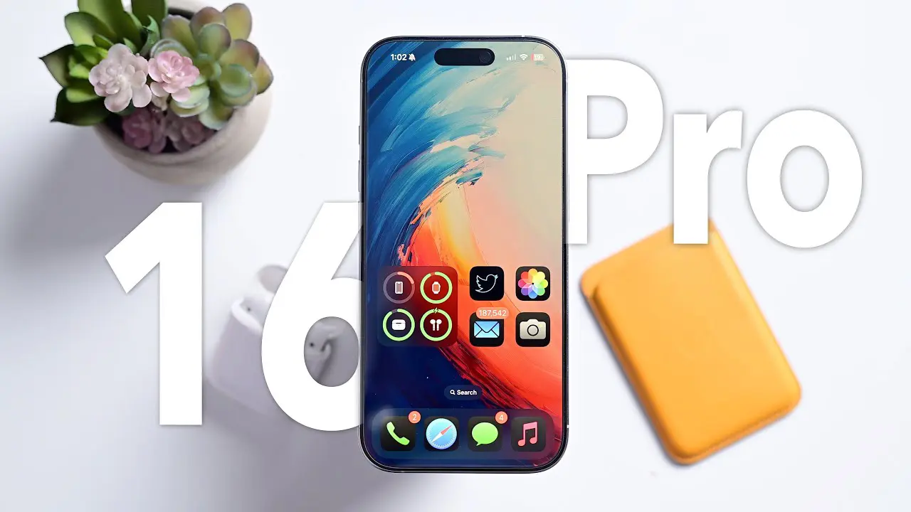 iPhone 16 Pro showcasing a sleek titanium frame, edge-to-edge Super Retina XDR display with Ceramic Shield, and an advanced triple-lens camera system featuring enhanced low-light performance and LiDAR technology
