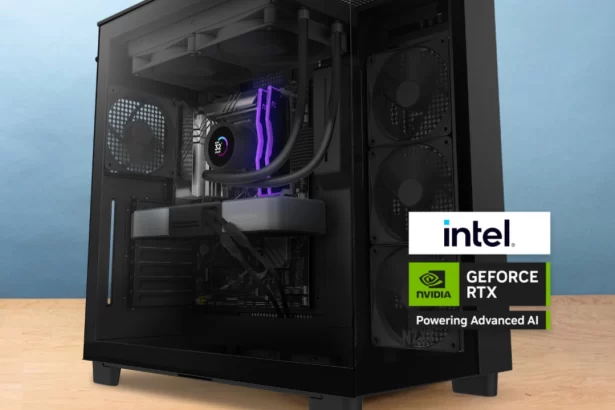 NZXT Player Three Prime gaming PC with illuminated RTX 4090 GPU, liquid-cooled i9-13900KF CPU, and 128GB DDR5 RAM in a tempered glass chassis, showcasing premium components for 8K gaming and content creation.