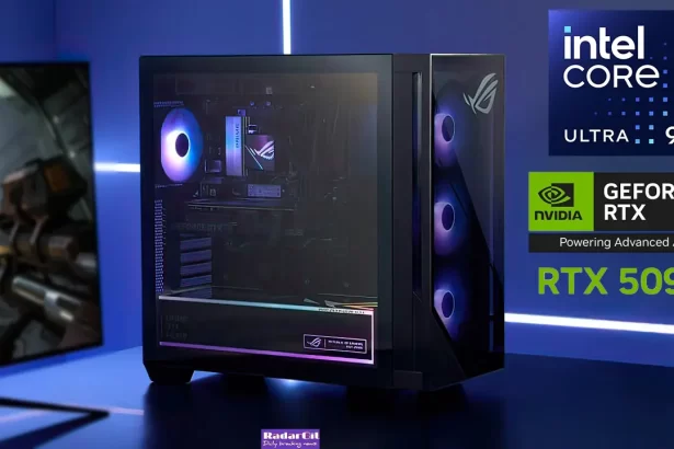 ASUS ROG G700 (2025) gaming desktop with dual tempered glass panels, RGB-lit ROG Slash design, and visible NVIDIA RTX 5090 GPU. Showcasing tool-less access, quad-fan cooling, and 128GB DDR5 RAM for next-gen performance.