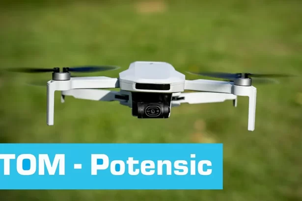 Potensic Atom drone capturing aerial 4K video in outdoor environment
