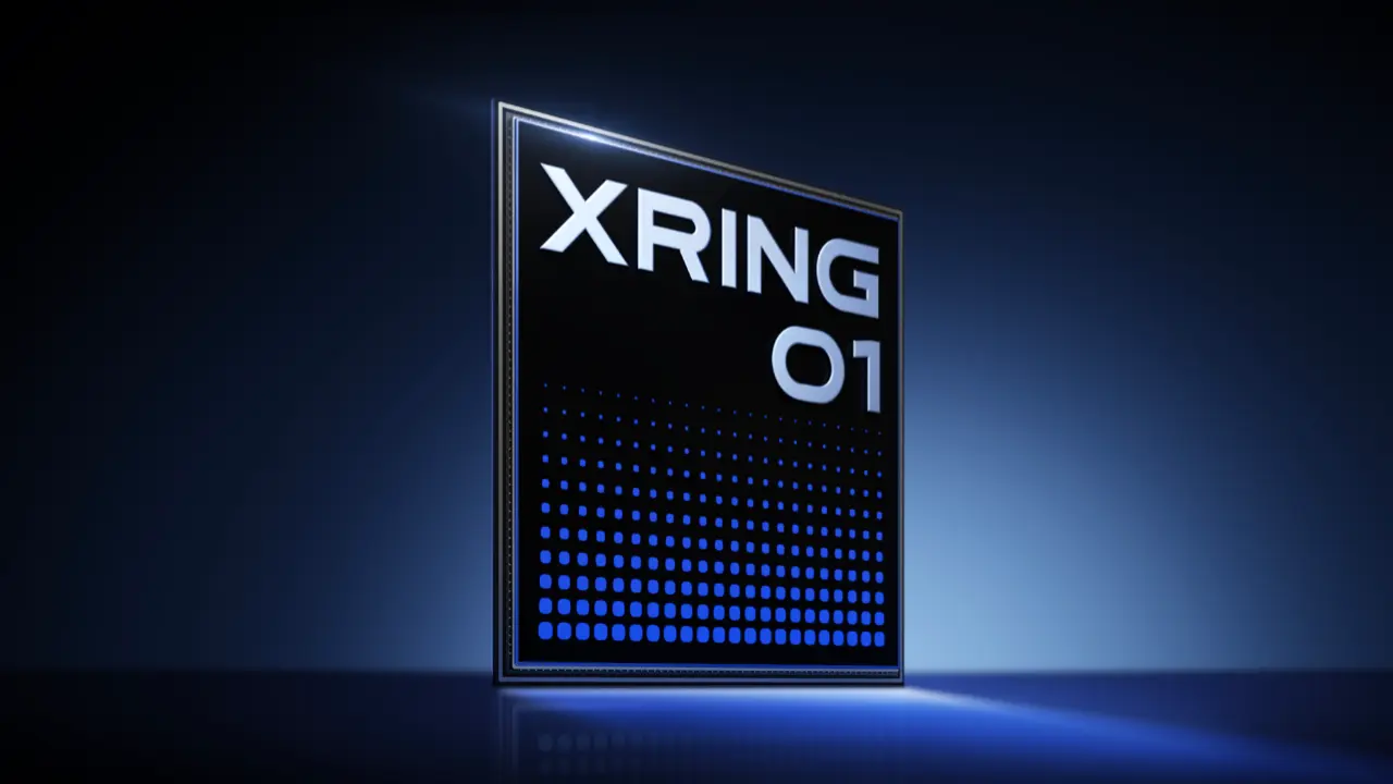 Xring O1 mobile processor chip with circuit pattern and neon accents