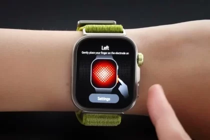 Huawei Watch Fit 4 Pro smartwatch showing health metrics on vibrant AMOLED disp lay.