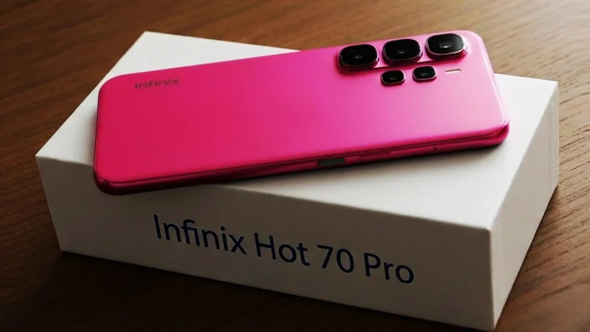 Infinix Hot 70 review showcasing the Thermo Orange color-changing back panel and 6.78-inch 120Hz display